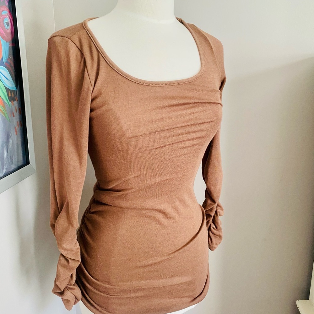 Color Swatch Ruched Fitted Shirt Small - Picture 2 of 4